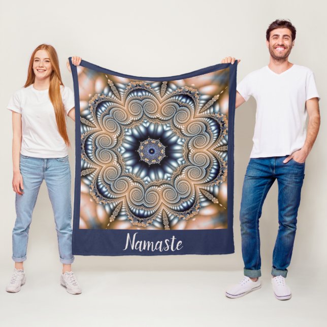 Namaste Zitat Mandala Gold Blue Spiritual Fleecedecke (Beispiel)
