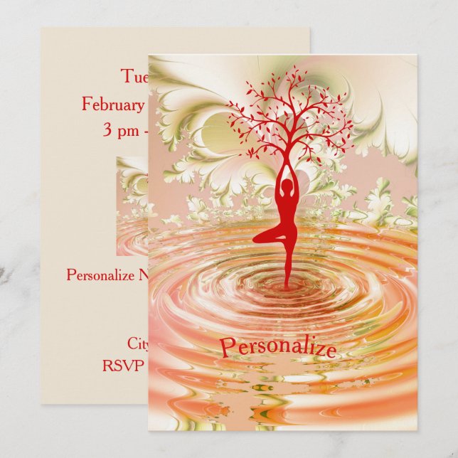 Namaste Zitat Tree of Life Zen Yoga Einladung (Vorne/Hinten)