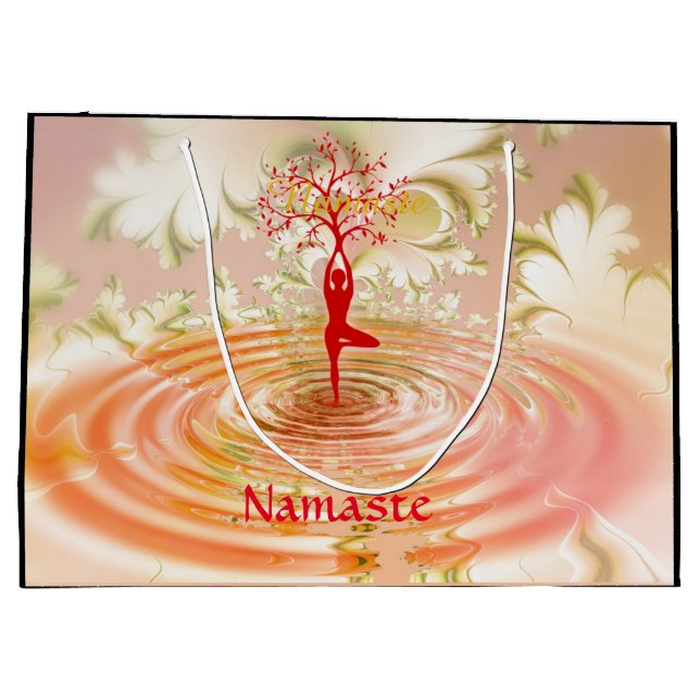 Namaste Zitat Tree of Life Zen Yoga Große Geschenktüte (Rückseite)