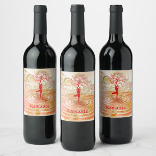 Namaste Zitat Tree of Life Zen Yoga Weinetikett