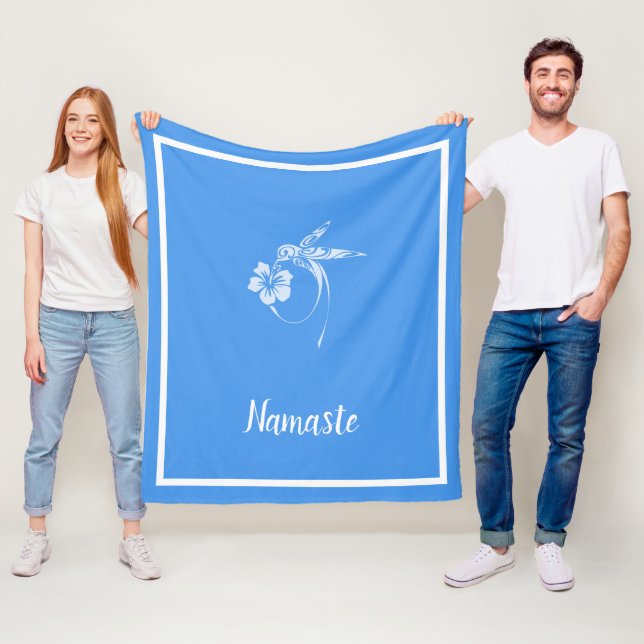 Namaste Zitat White Hummingbird Blume Petal Fleecedecke (Beispiel)
