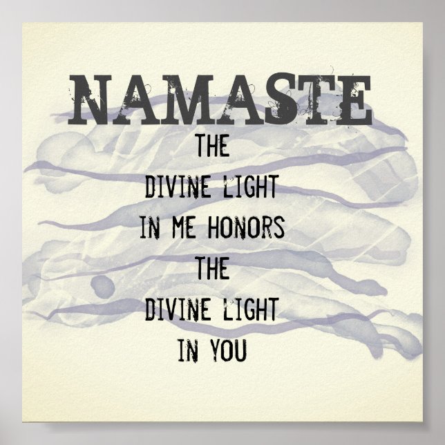 Namaste zitieren abstraktes Aquarelldesign grau Poster (Vorne)