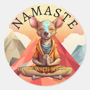 Namaste, Zuhause mit meinem Hund! Aufkleber