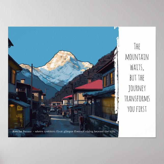 Namche Bazaar Everest View Illustrierte Motivation Poster (Vorne)