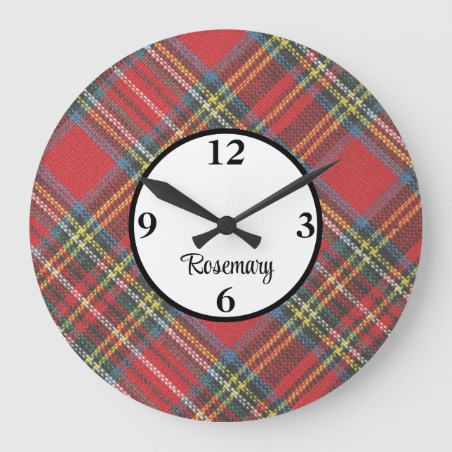 Name, 10,75-in Scottish Tartan Gerahmt Acrylic Große Wanduhr (Vorderseite)