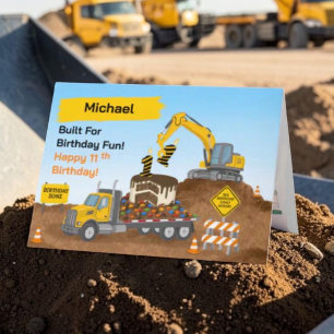 Name 11. Geburtstag Baustelle Karte