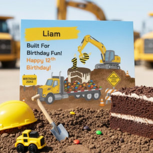 Name 12. Geburtstag Baustelle Karte