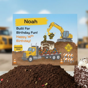 Name 14. Geburtstag Baustelle Karte