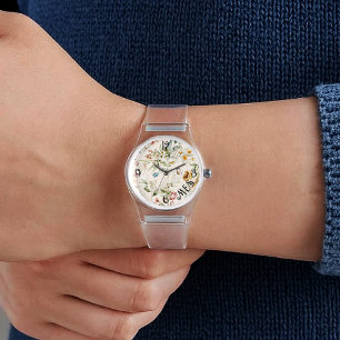 Name, 1600er holländische Florals, Clear Silicone  Armbanduhr