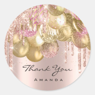 Name 16. Bridal Rose Glitzer Ballon Name Runder Aufkleber