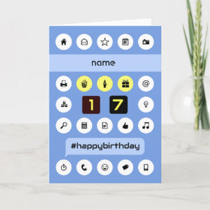 Name 17. Geburtstag personalisierter Computing hin Karte