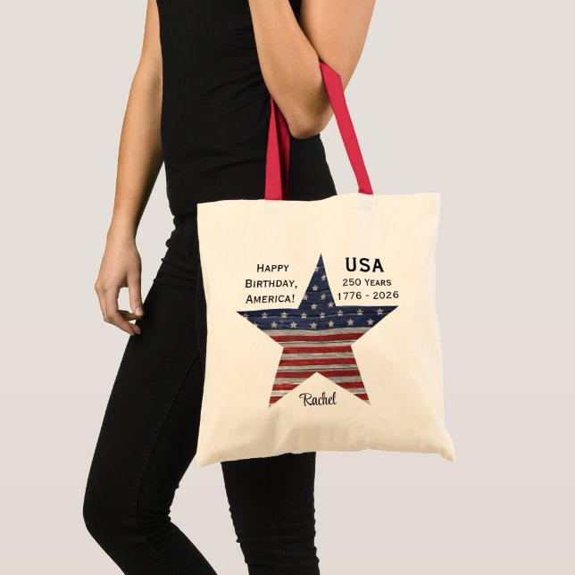 Name || 250. Geburtstag Amerika Benutzerdefiniert Tragetasche (Vorderseite (Produkt))