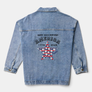 Name 250. Geburtstag Amerika Sterne Jeansjacke