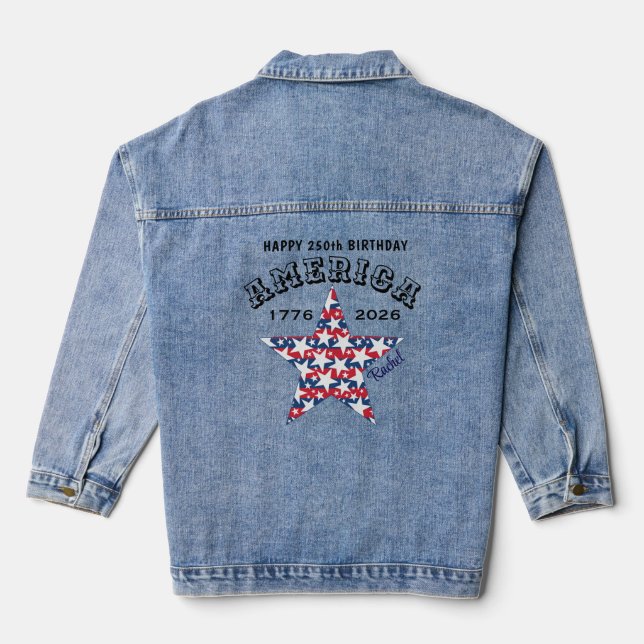 Name || 250th Happy Birthday America Stars Jeansjacke (Rückseite)