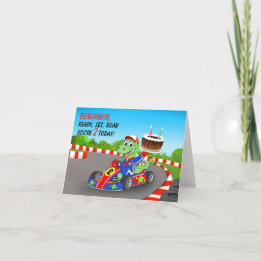 Name 2. Geburtstag Dinosaurier-Rennen Auto Los geh Karte
