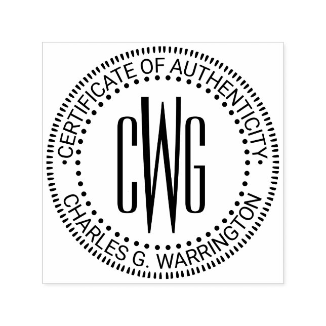 Name, 3 Initialen #4 Echtheitszertifikat  Permastempel (Design)