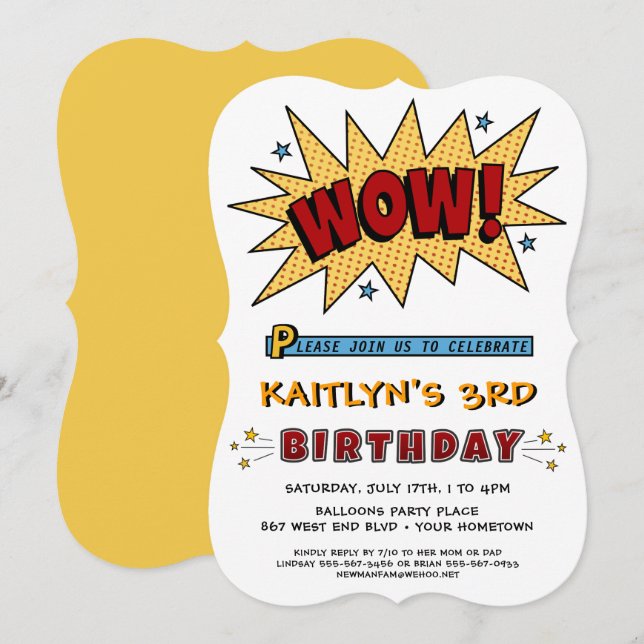 Name 3RD oder jede Einladung zum Geburtstag eines  (Vorne/Hinten)