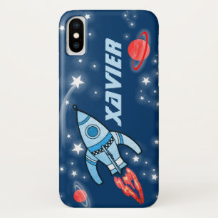 Name 6-Buchstaben-Rakete Leerzeichen blaue iPhone- iPhone X Hülle