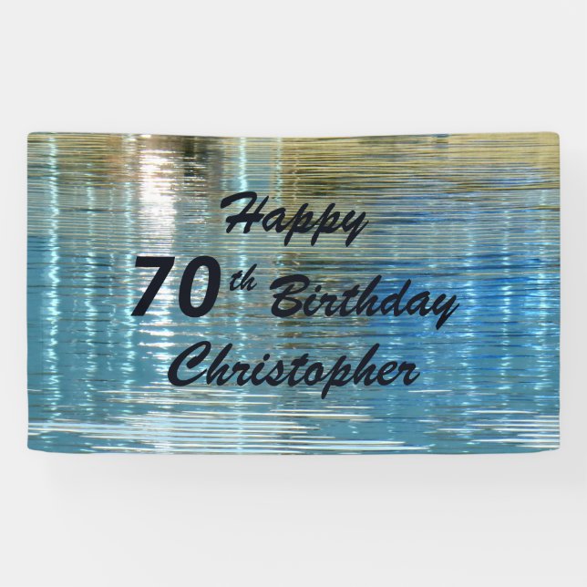 Name 70. Geburtstag Party Blue Reflection in Lake Banner (Horizontal)