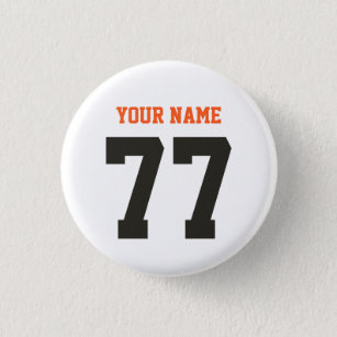 Name 77 Sports Jersey Nummer Black and Orange Button