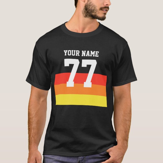 Name 77 Sports Jersey Nummer Black Yellow Red T-Sh T-Shirt (Vorderseite)