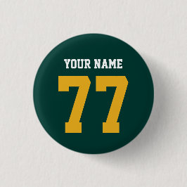 Name 77 Sports Jersey Nummer Grün und Gold Button