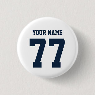Name 77 Sports Jersey Nummer Marine und White Button