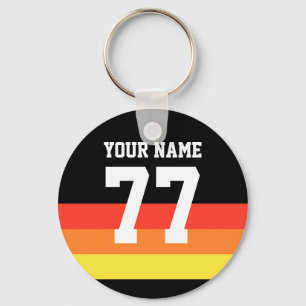Name 77 Sports Jersey Nummer Schwarz Gelb Rot Schlüsselanhänger