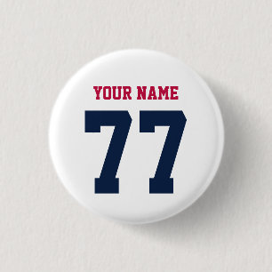 Name 77 Sportstrikot Nummer Blau Rot Button