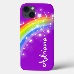 Name 7 Buchstaben Regenbogen lila Mädchen Pad Fall Case-Mate iPhone Hülle