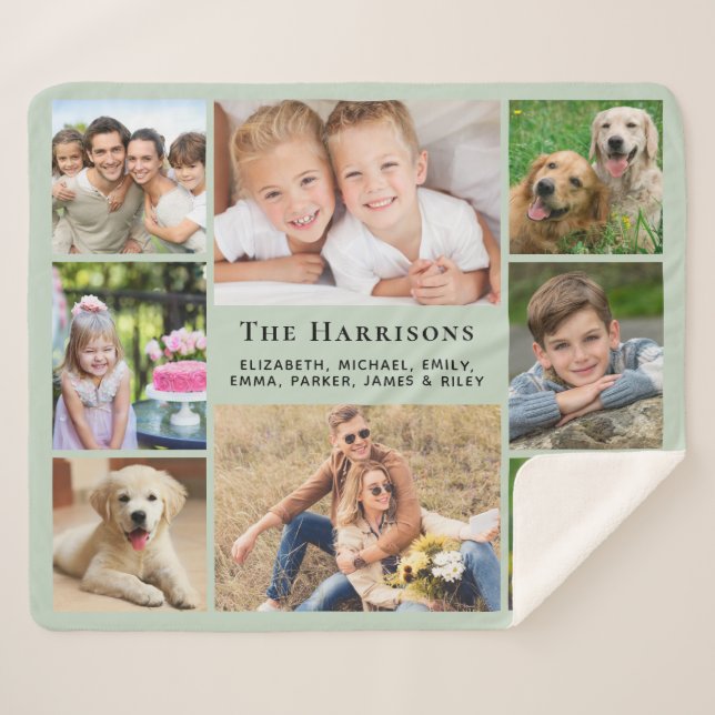 Name 8 für die Monogramm-Reihe "Collage Sage Green Sherpadecke (Vorderseite (Horizontal))