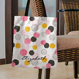 Name, Abstract Pattern Pink Black Gold Circles