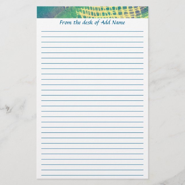 Name Abstrakt Blue Green Lila Lined Stationery Briefpapier (Vorderseite)