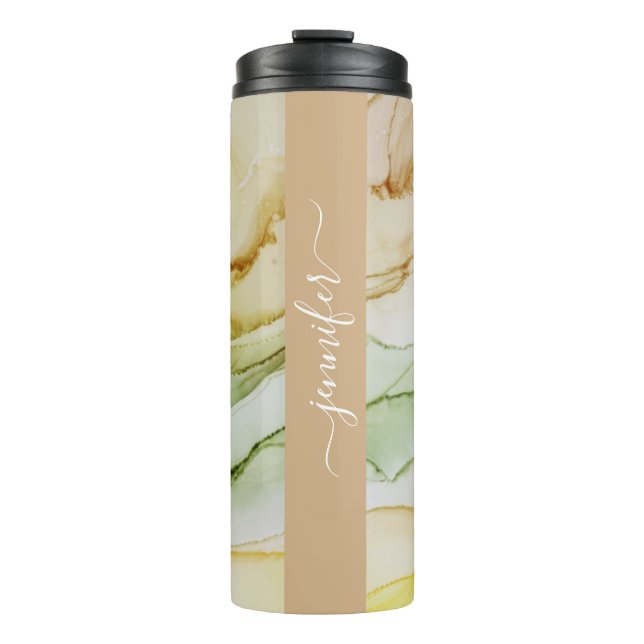Name Abstrakt Pastel Blush Thermal Tumbler Thermosbecher (Vorderseite)