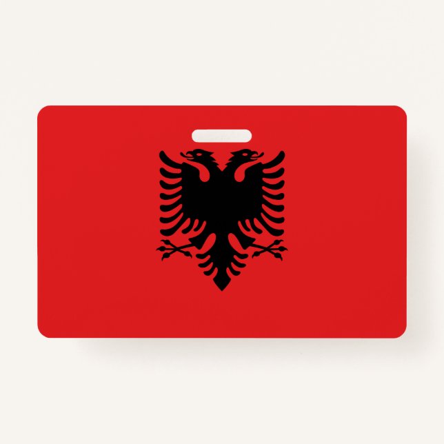 Name Abzeichen mit der Flagge Albaniens Ausweis (Vorderseite)