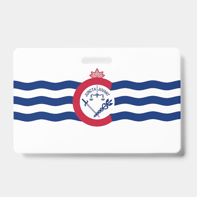 Name Abzeichen mit der Flagge von Cincinnati Stadt Ausweis (Vorderseite)