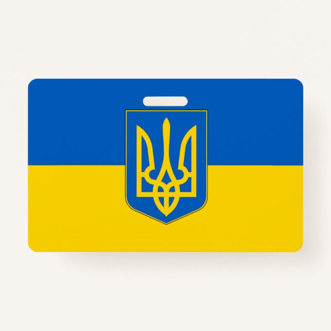 Name Abzeichen mit ukrainischer Flagge Ausweis (Vorderseite)