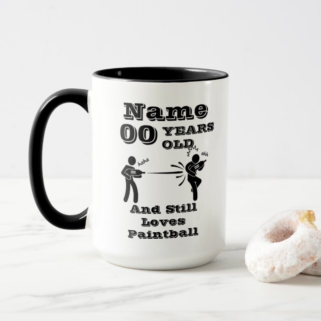 Name Age personalisieren Paintball Lover Geburtsta Tasse (Mit Donut)