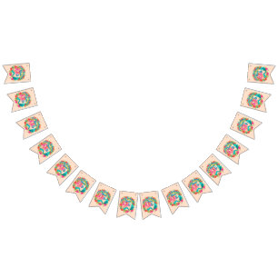 Name Age Pink Mermaid Blue Schwanz Birthday Party  Wimpelkette