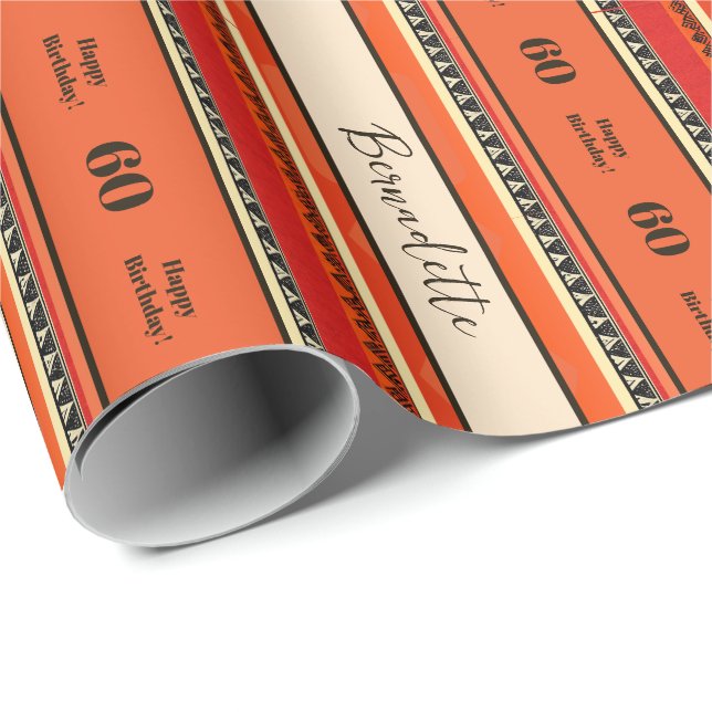 Name Age Sentiment Ethnic Bohemisch Boho Orange Re Geschenkpapier (Rolleneckpunkt)