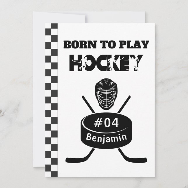 Name Age Text Jersey Number Hockey Geburtstag Einladung (Vorderseite)