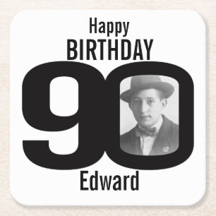 Name alles Gute zum Geburtstag 90. und Rechteckiger Pappuntersetzer