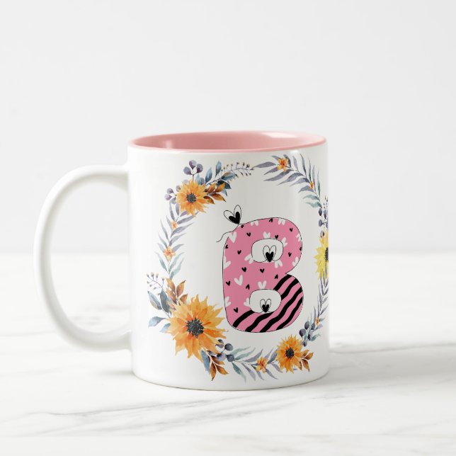 Name Alphabet "B" Zweifarbige Tasse (Links)