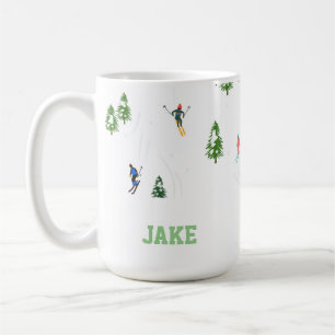 Name Alpine Skiers Skifahrer Illustration Skier Kaffeetasse