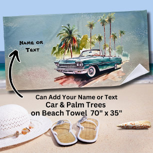Name, Alter Blauer Wagen mit Palmen Strandtuch