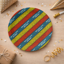 Name & Alter Geburtstagspartei Celtic Strip Red Bl Pappteller