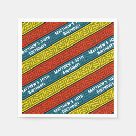 Name & Alter Geburtstagspartei Celtic Strip Red Bl Serviette