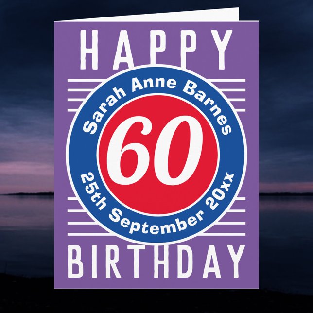 Name, Alter und Datum am 60. Geburtstag Karte (Von Creator hochgeladen)