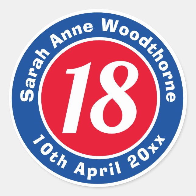Name, Alter und Geburtsdatum Runder Aufkleber (Vorderseite)