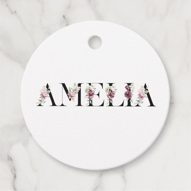 Name Amelia Geschenkanhänger (Vorderseite)